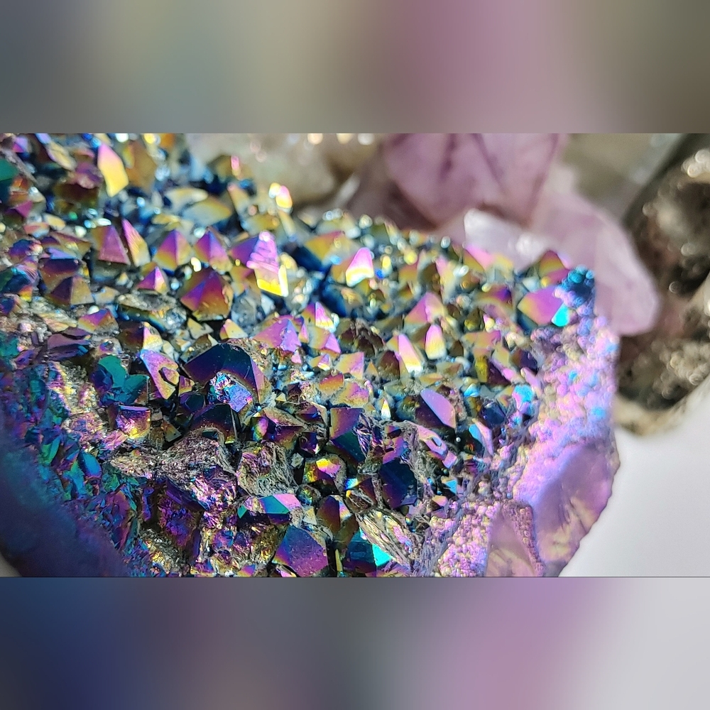 Rainbow Aura Electroplated Amethyst Crystal Cluster - Picture 10 of 13